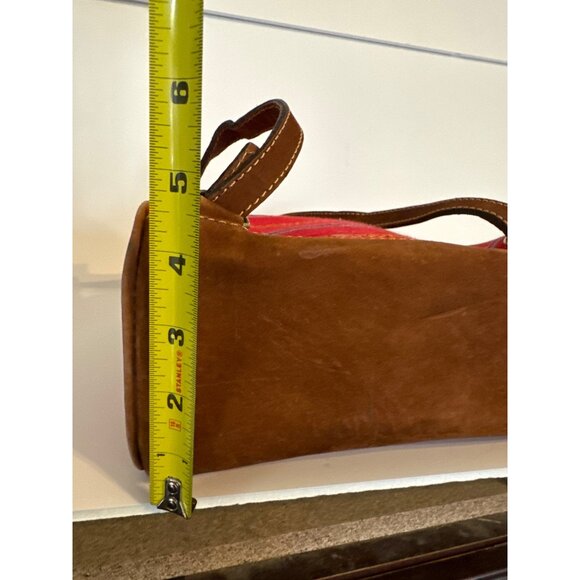 Handmade Guatemalan Red & Brown Leather Trim Backpack With Adjustable Straps - Picture 7 of 10